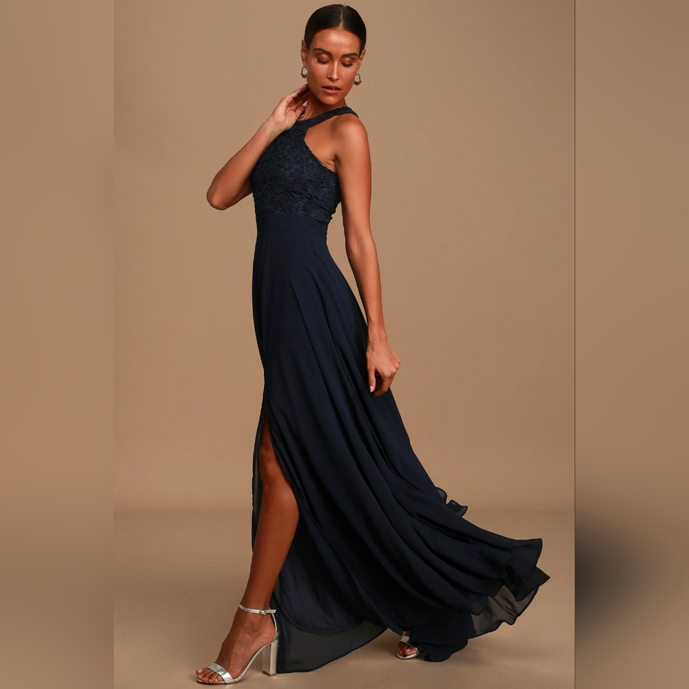 OPEN TO OFFERS!! Lulus Picture Perfect Navy Lace Maxi Dress
